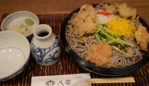 札幌大通駅近くのごまそば八雲！プリッと食感の海老とカラッと揚がった天ぷらが美味しい「蝦・舞茸そば」を食べる