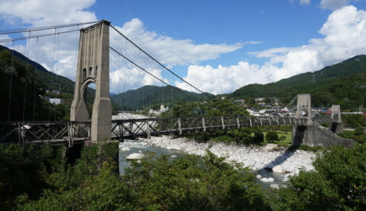 長野県の妻籠宿近くにある日本最大級の木製吊橋！電力王の福澤桃介が作った「桃介橋」を訪れる
